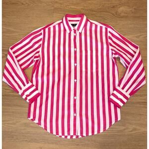 J.Crew Garcon Pink stripe button up cabana shirt/ beach coverup womens size 00